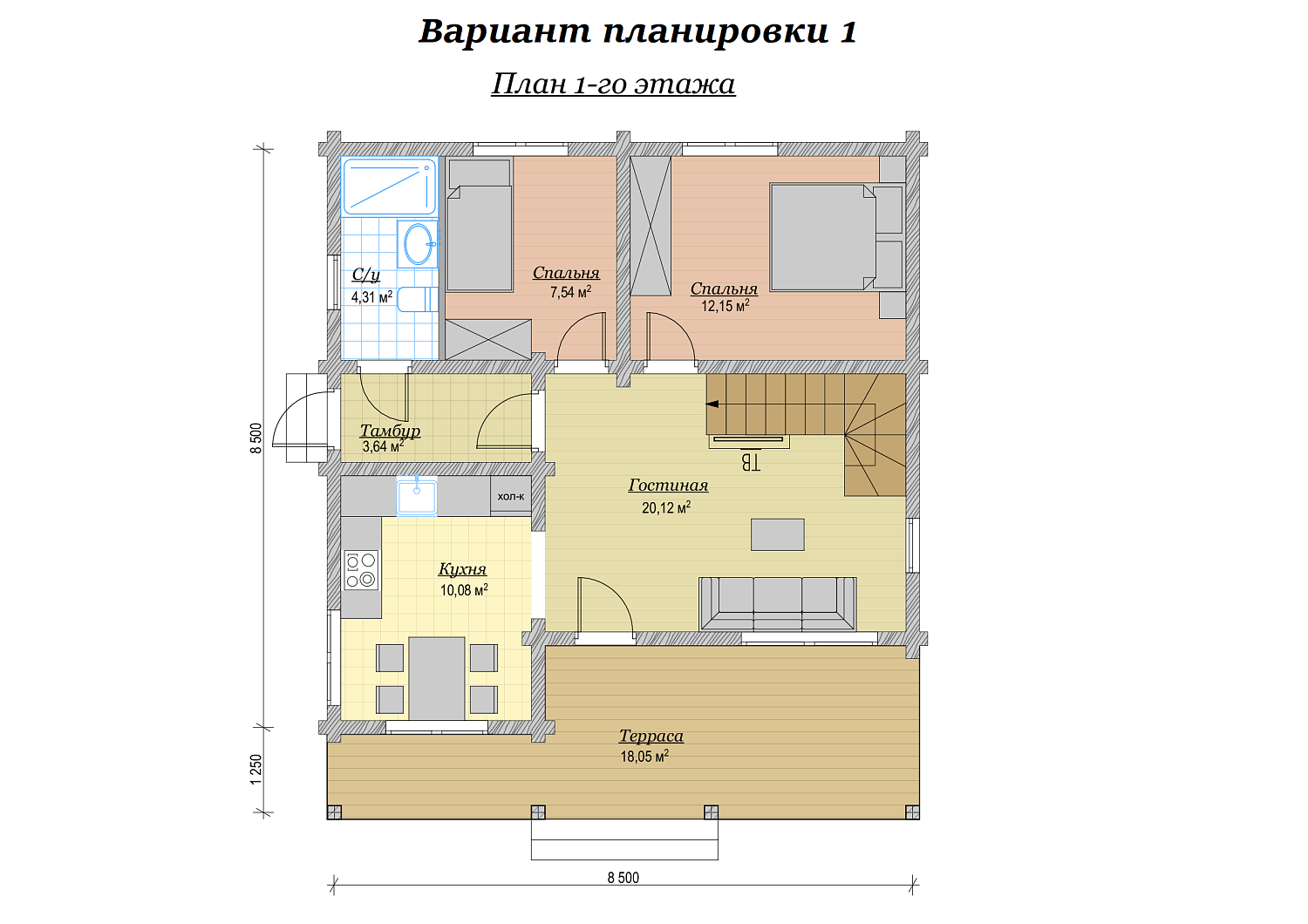 Дом из клееного бруса 119 м2 Проект №ВЗ-346 «Индиго»